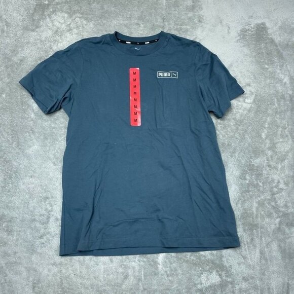 Puma Mens Blue Logo Graphic Tee Size Medium Crewneck Cotton a0757 - Picture 1 of 8